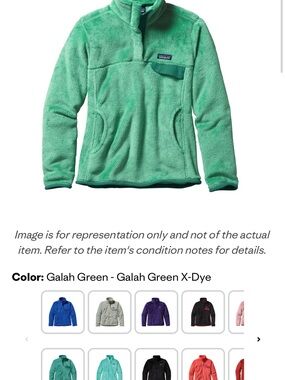 Patagonia women’s 
 Galah Green Fleece Pullover